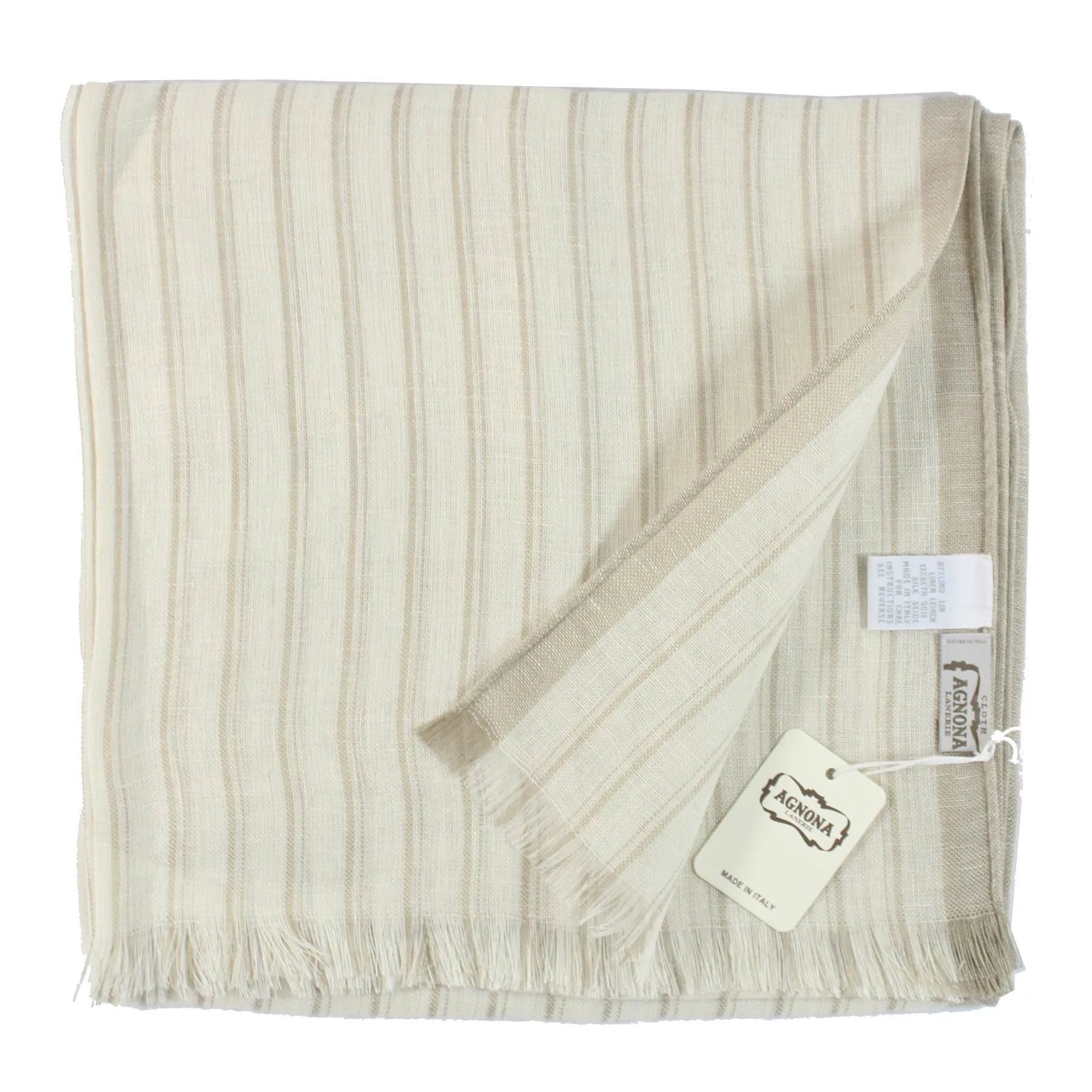 Agnona Scarf Beige Stripes Lightweight Linen Silk Shawl FINAL SALE