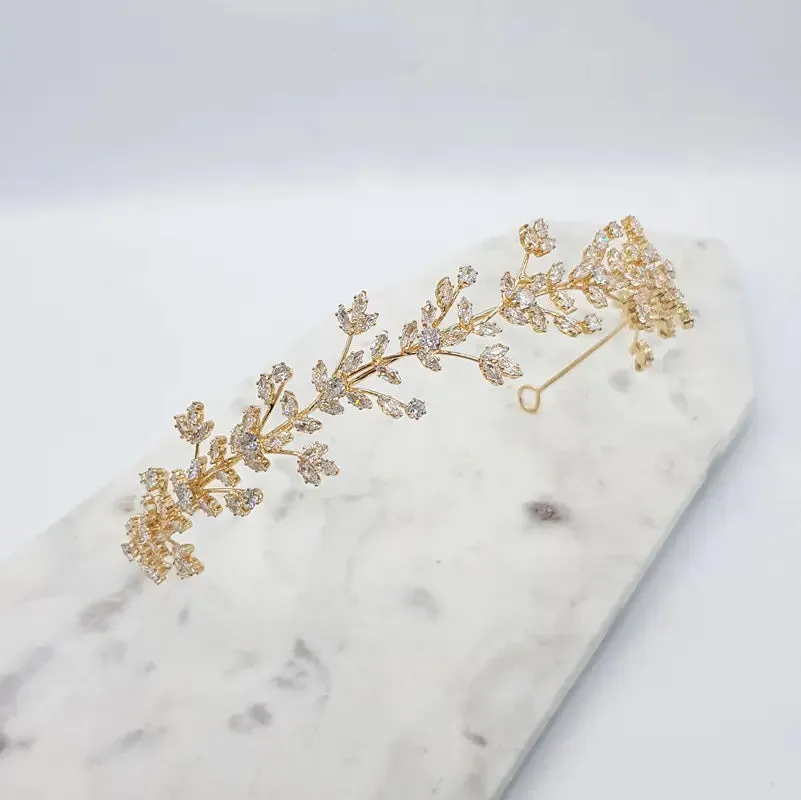 Athena - Floral Crystal Bridal Headband