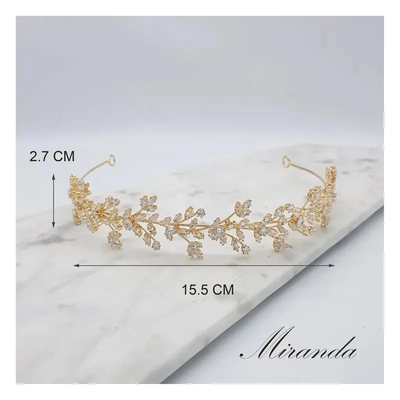 Athena - Floral Crystal Bridal Headband