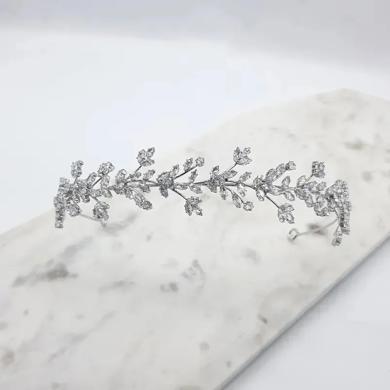 Athena - Floral Crystal Bridal Headband