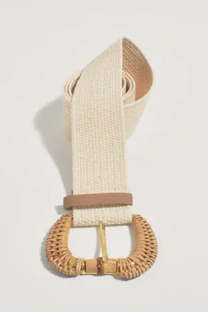 Bamboo Detail Buckle Weave Belt Natural