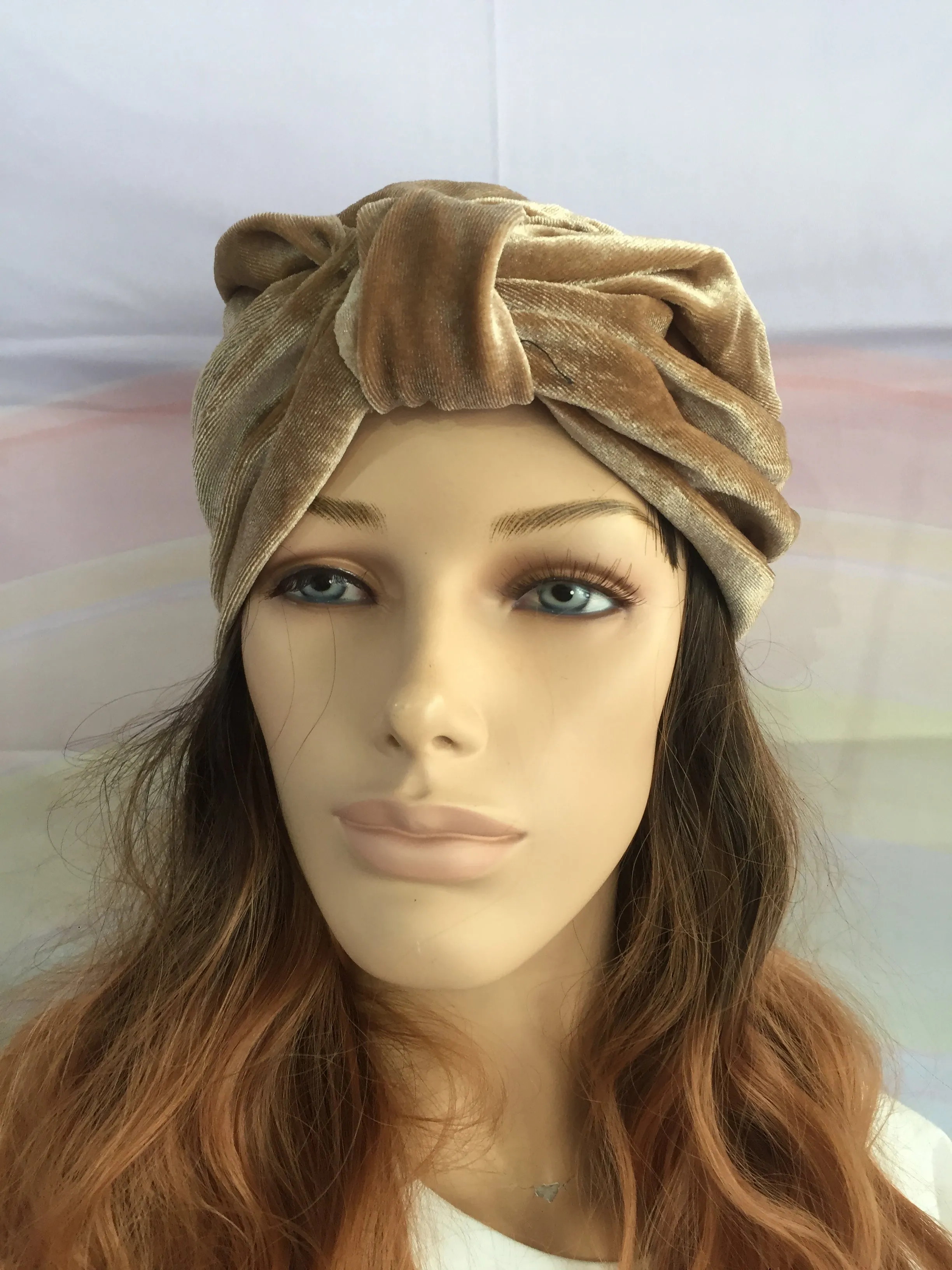 Beige Velvet Turban