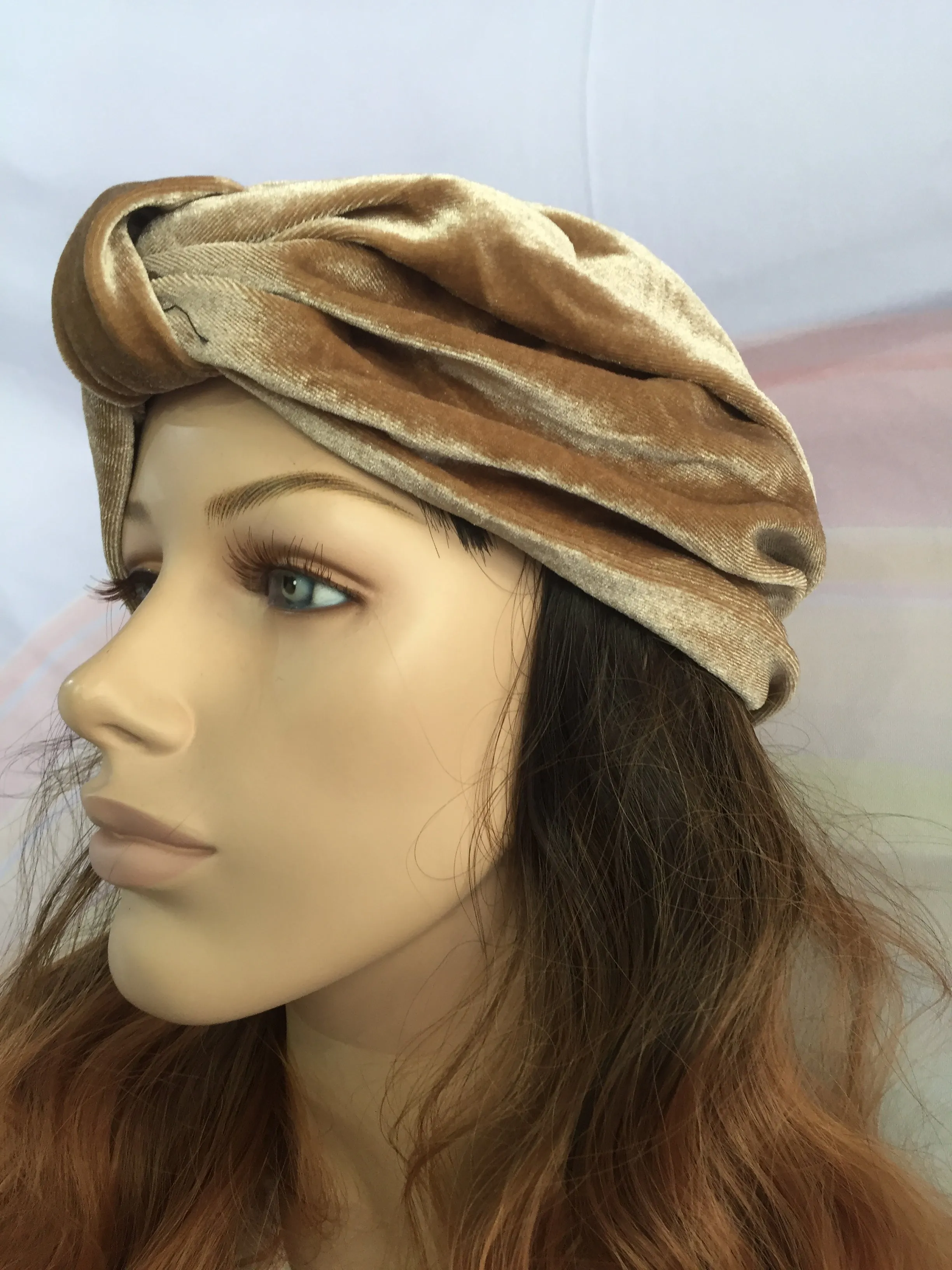 Beige Velvet Turban