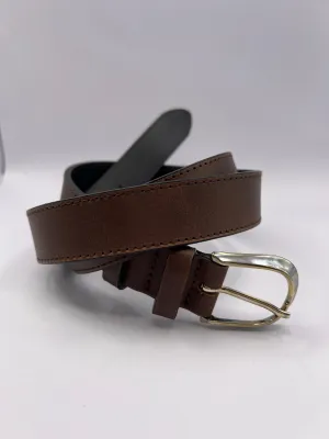 Blondish Dark Brown Handmade Leather Belt with Silver Adornment for Women