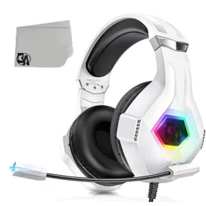 BOLT AXTION Gaming Headphones with Noise Cancelling Flexible Mic RGB Light Memory Earmuffs