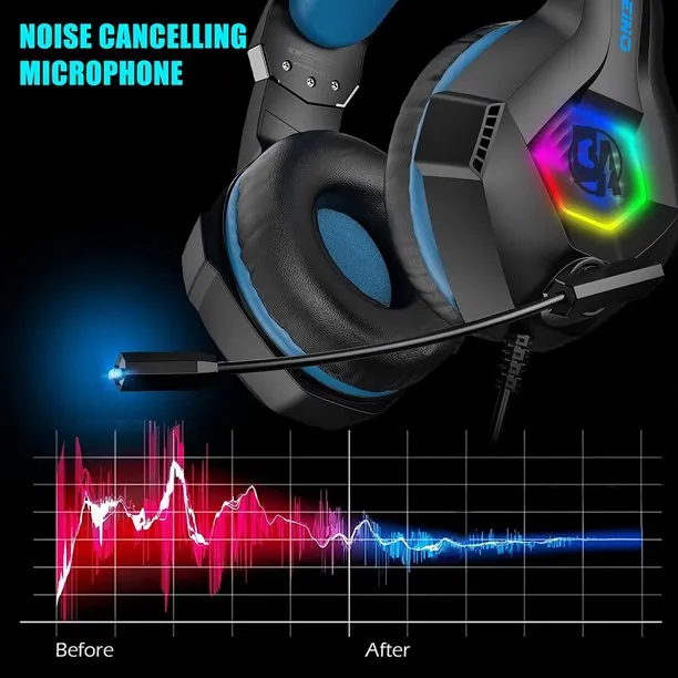 BOLT AXTION Gaming Headphones with Noise Cancelling Flexible Mic RGB Light Memory Earmuffs