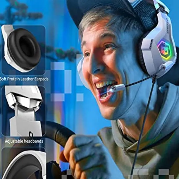 BOLT AXTION Gaming Headphones with Noise Cancelling Flexible Mic RGB Light Memory Earmuffs