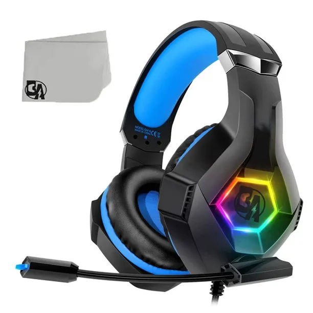 BOLT AXTION Gaming Headphones with Noise Cancelling Flexible Mic RGB Light Memory Earmuffs