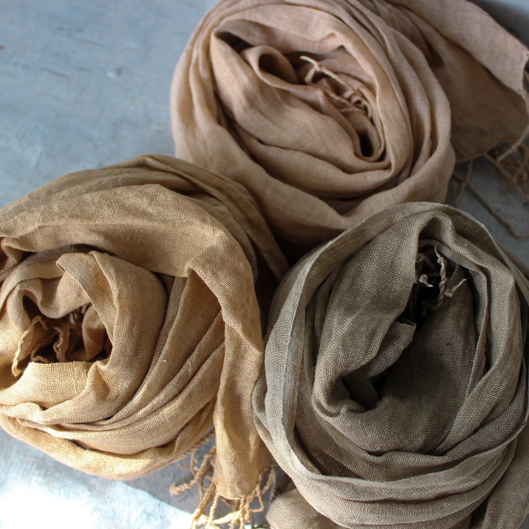 Botanical Dye Pure Linen Scarves : Autumn Collection