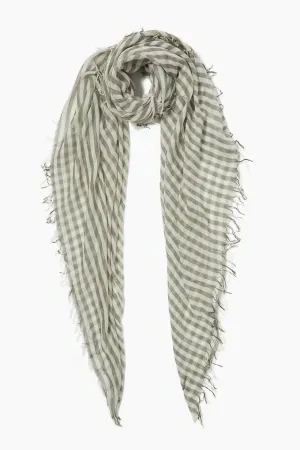 Cashmere & Silk Scarf in Striped Kombu Green