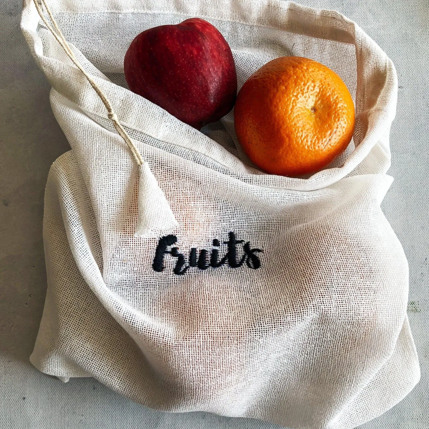 Cotton Reusable Embroidered Grocery Bags