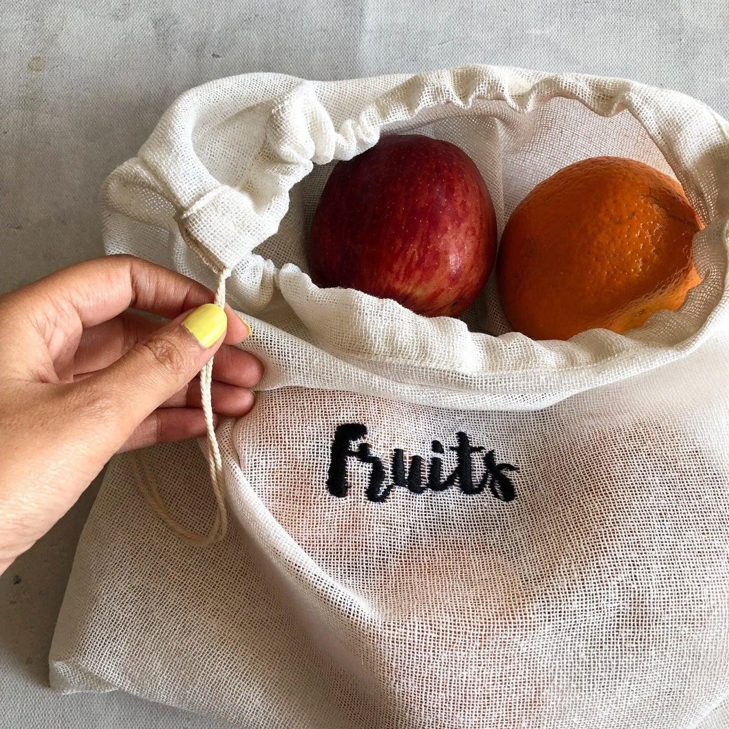 Cotton Reusable Embroidered Grocery Bags