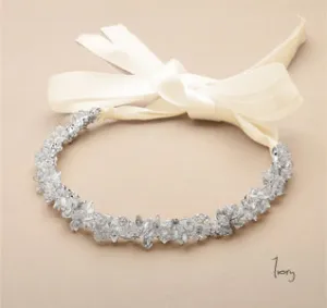 Crystal Clusters & Ribbon Wedding Headband