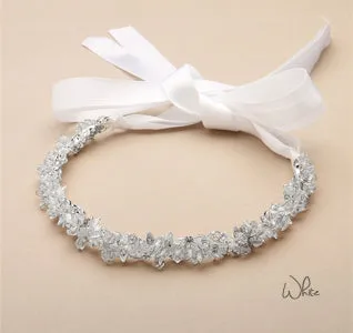 Crystal Clusters & Ribbon Wedding Headband