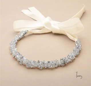 Crystal Clusters & Ribbon Wedding Headband