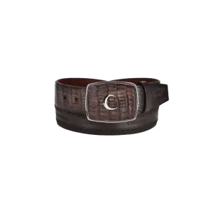 Cuadra Men's Brown Caiman Laser Belt