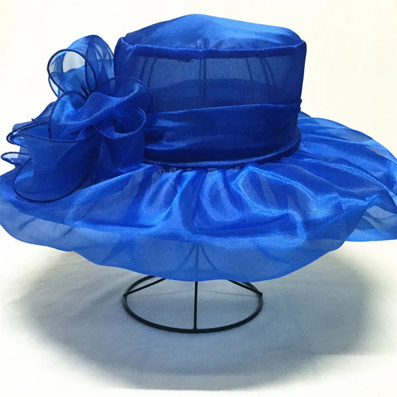 Elegant Wide Brim Ribbon Knot Church Hat