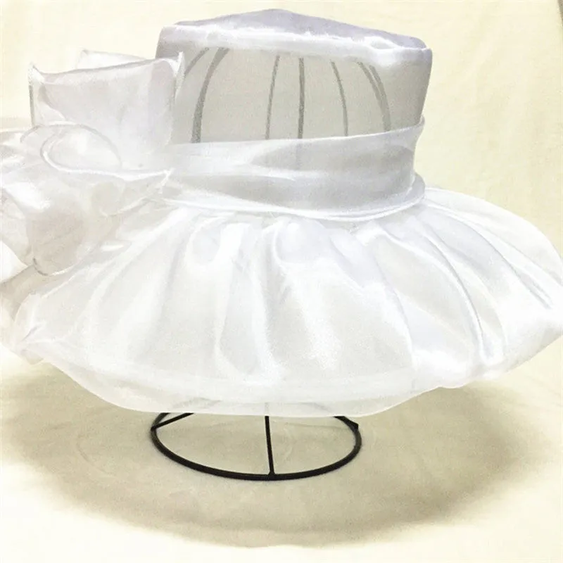 Elegant Wide Brim Ribbon Knot Church Hat