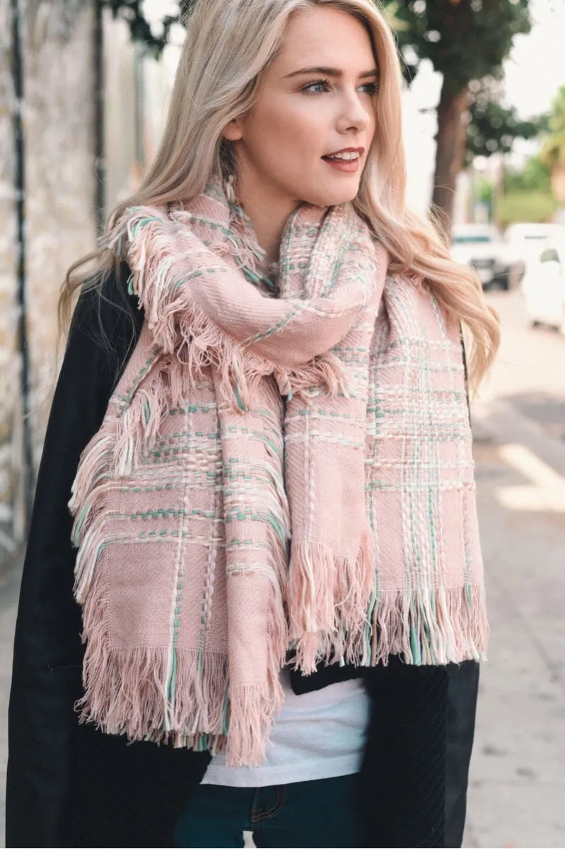 Frayed Tartan Plaid Scarf