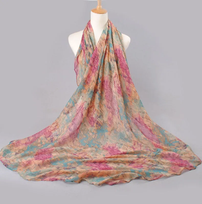 High quality women scarf cotton voile scarves solid warm autumn and winter scarf shawl printed