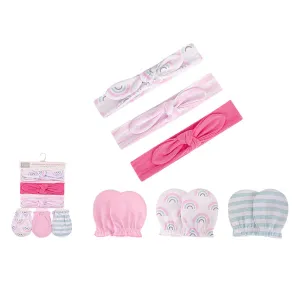 Hudson Baby 6pcs Headbands & Scratch Mittens Set, Unicorn