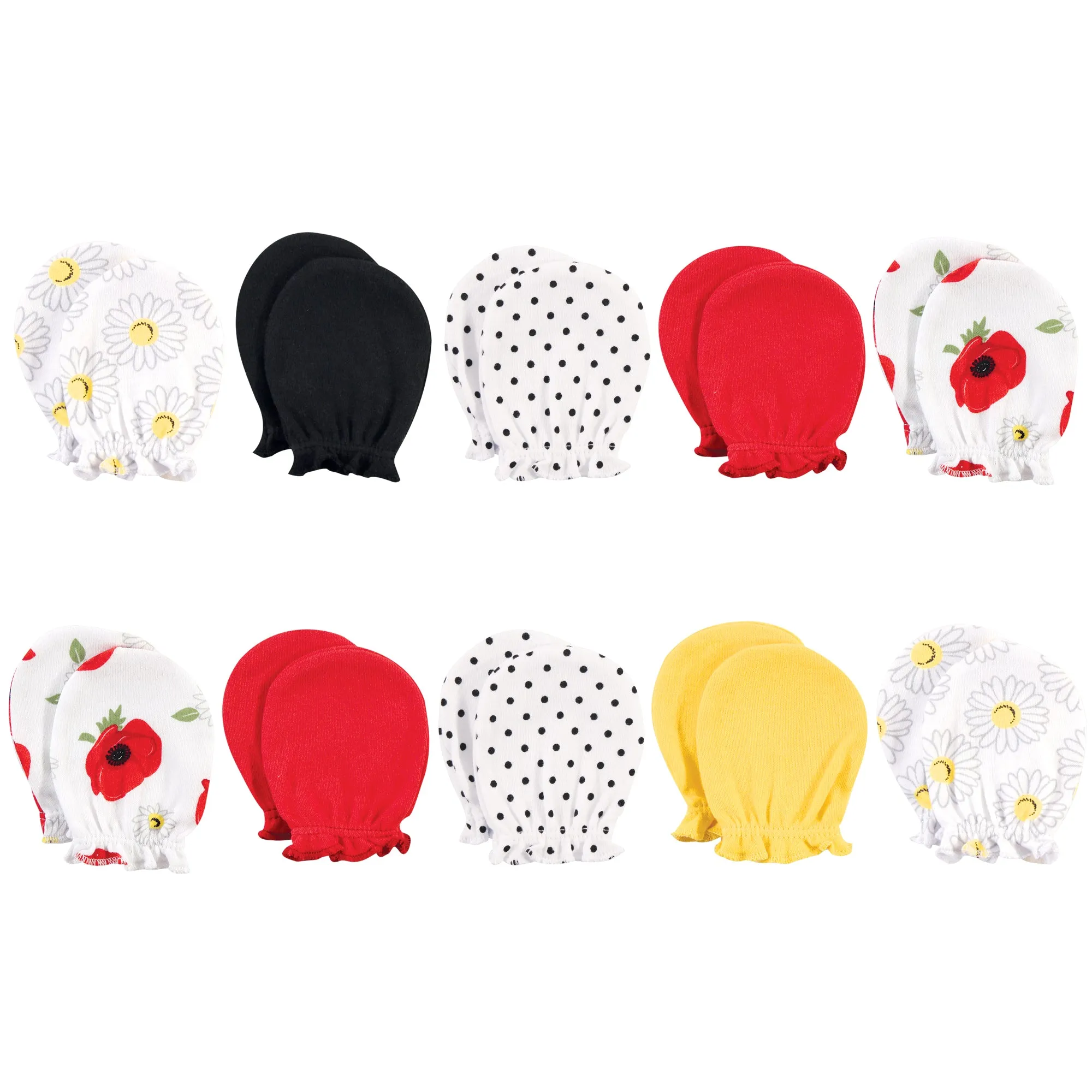 Hudson Baby Cotton Scratch Mittens, Poppy Daisy