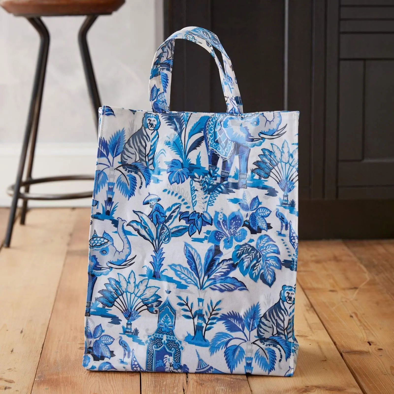 India Blue Medium PVC Tote Bag