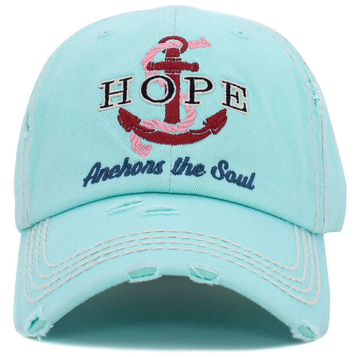 KBV1450 "HOPE Anchors The Soul" Washed Vintage Ballcap Hat