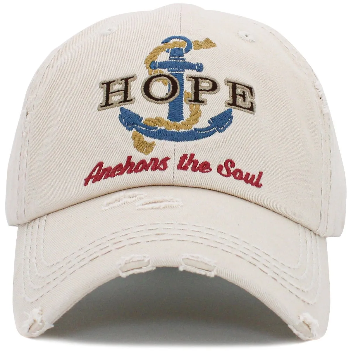 KBV1450 "HOPE Anchors The Soul" Washed Vintage Ballcap Hat