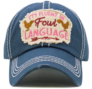 KBV1568 I'm Fluent In Fowl Language Washed Vintage Ballcap