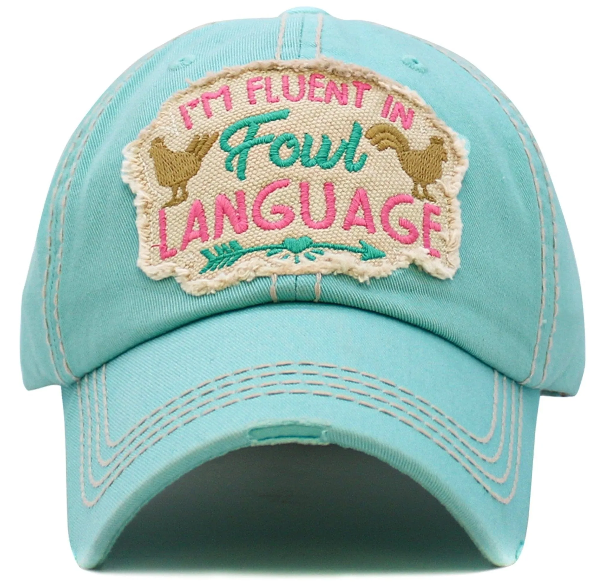 KBV1568 I'm Fluent In Fowl Language Washed Vintage Ballcap