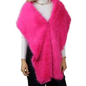 La Fiorentina Shaggy Faux Fur Shawl in Fuxia - Luxurious 100% Polyester Wrap, 70in x 9in