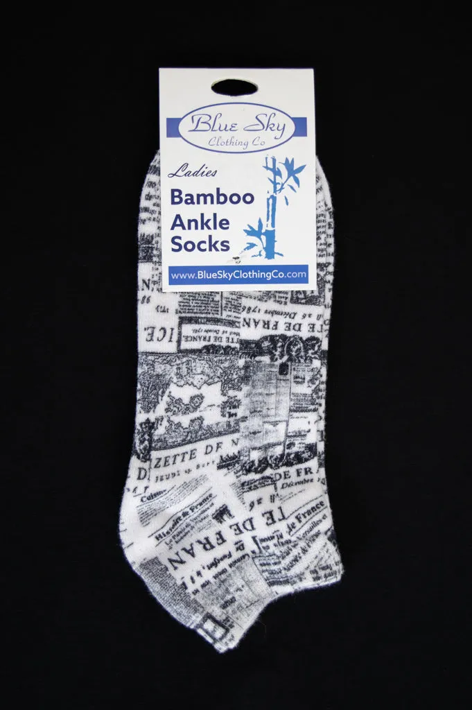 Ladies Ankle Bamboo Socks, Assorted Prints