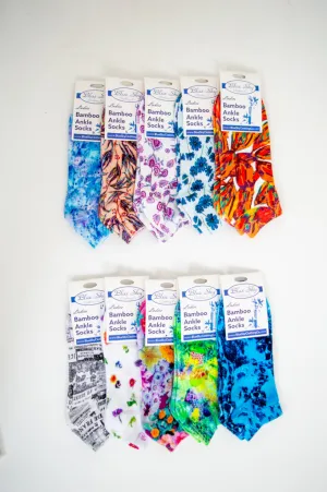 Ladies Ankle Bamboo Socks, Assorted Prints