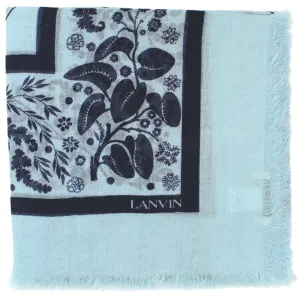 Lanvin Scarf Sky Blue Floral & Animals - Wool Extra Large Square Shawl