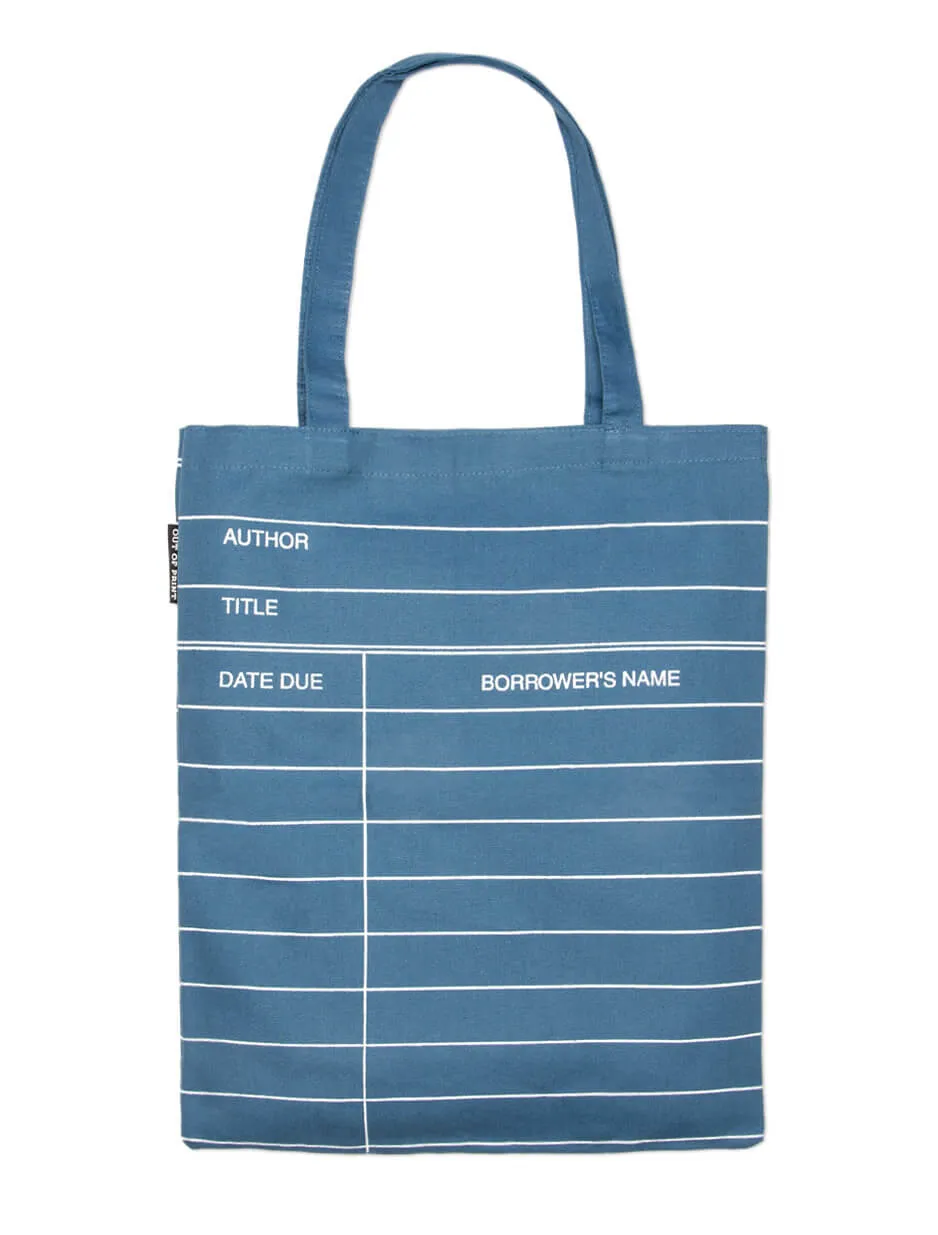 Library Card: Blue tote bag