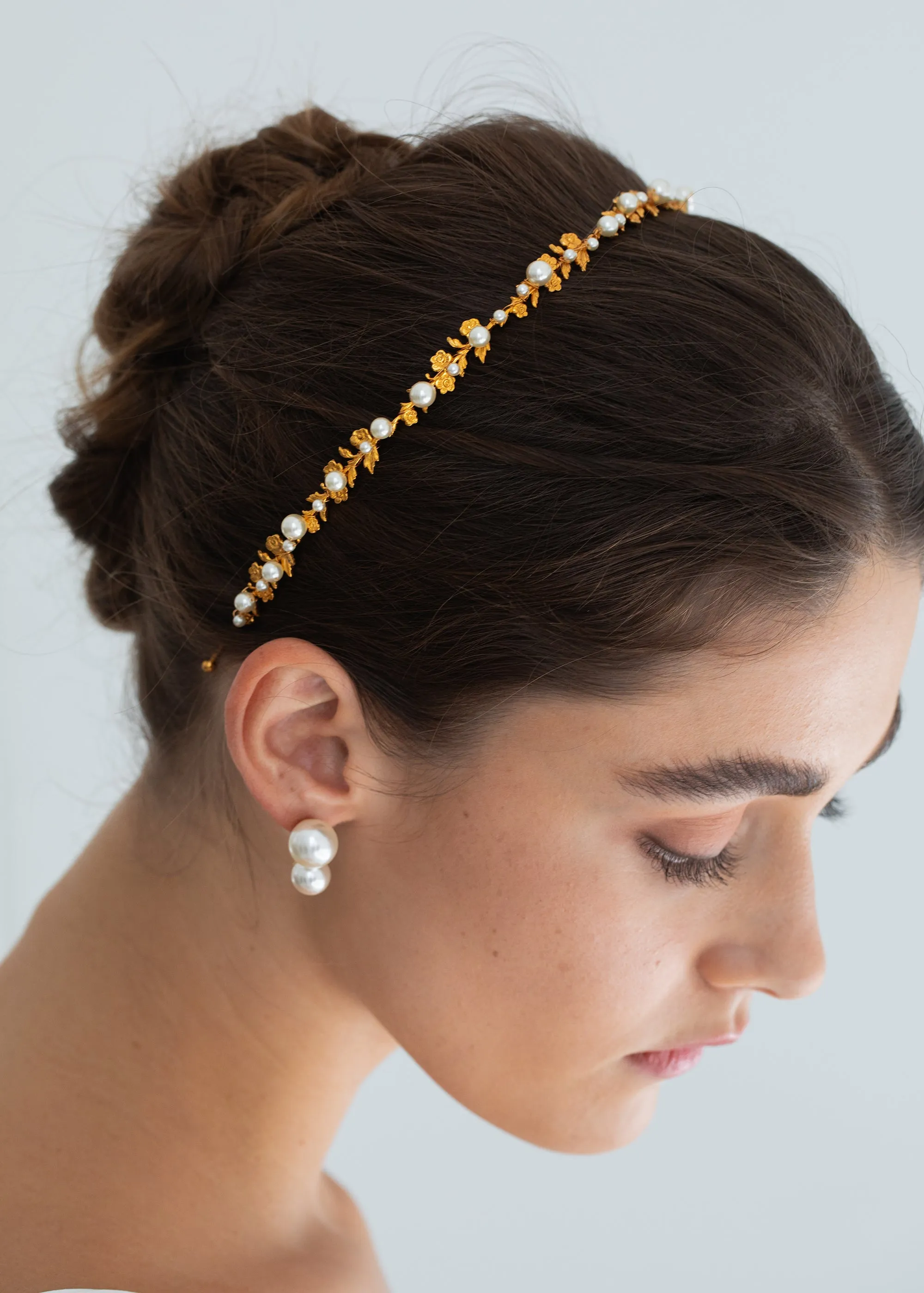 Mae Headband -- Gold Pearl