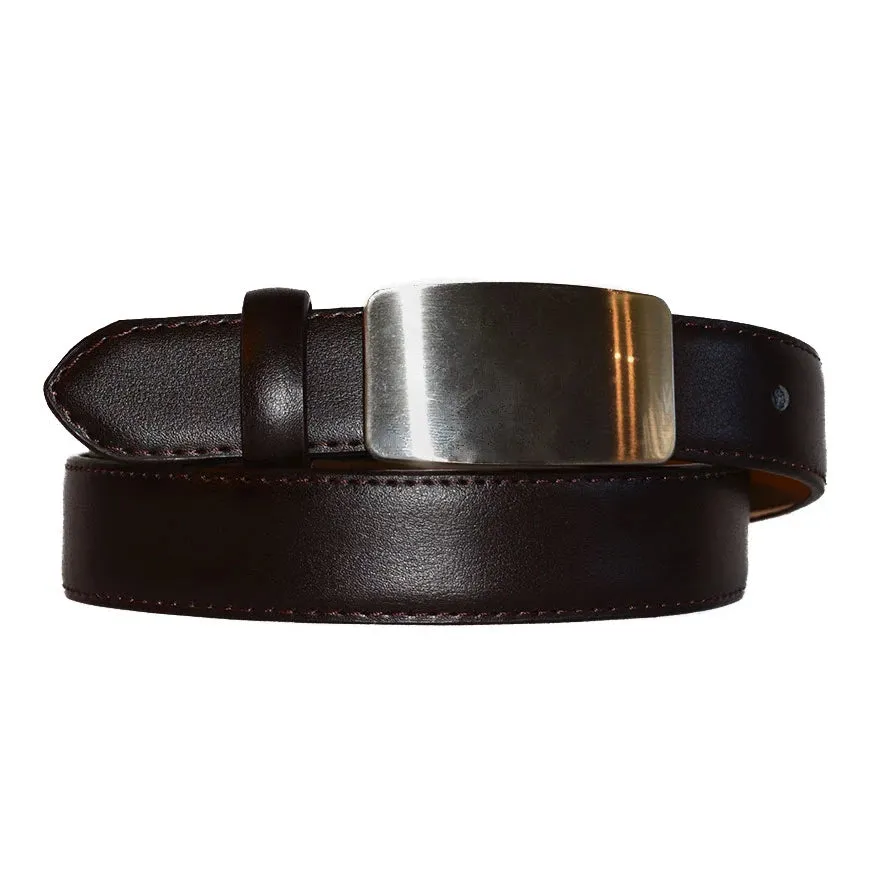 MATEO - Dark Brown Genuine Leather Boys Belt with Shield Buckle