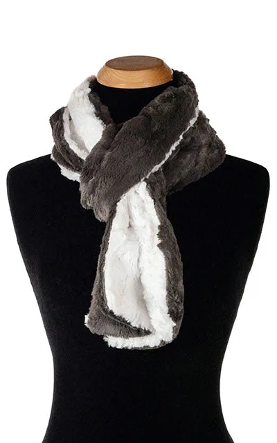 Men's Classic Scarf - Two-Tone, Cuddly Faux Fur in Ivory Combinations