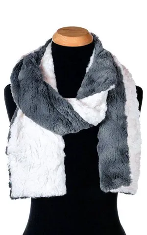 Men's Classic Scarf - Two-Tone, Cuddly Faux Fur in Ivory Combinations