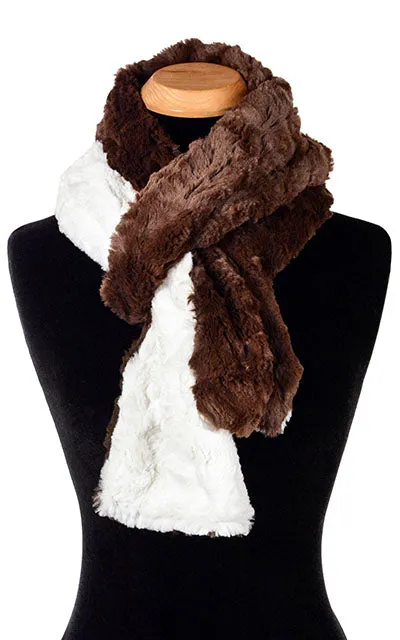 Men's Classic Scarf - Two-Tone, Cuddly Faux Fur in Ivory Combinations