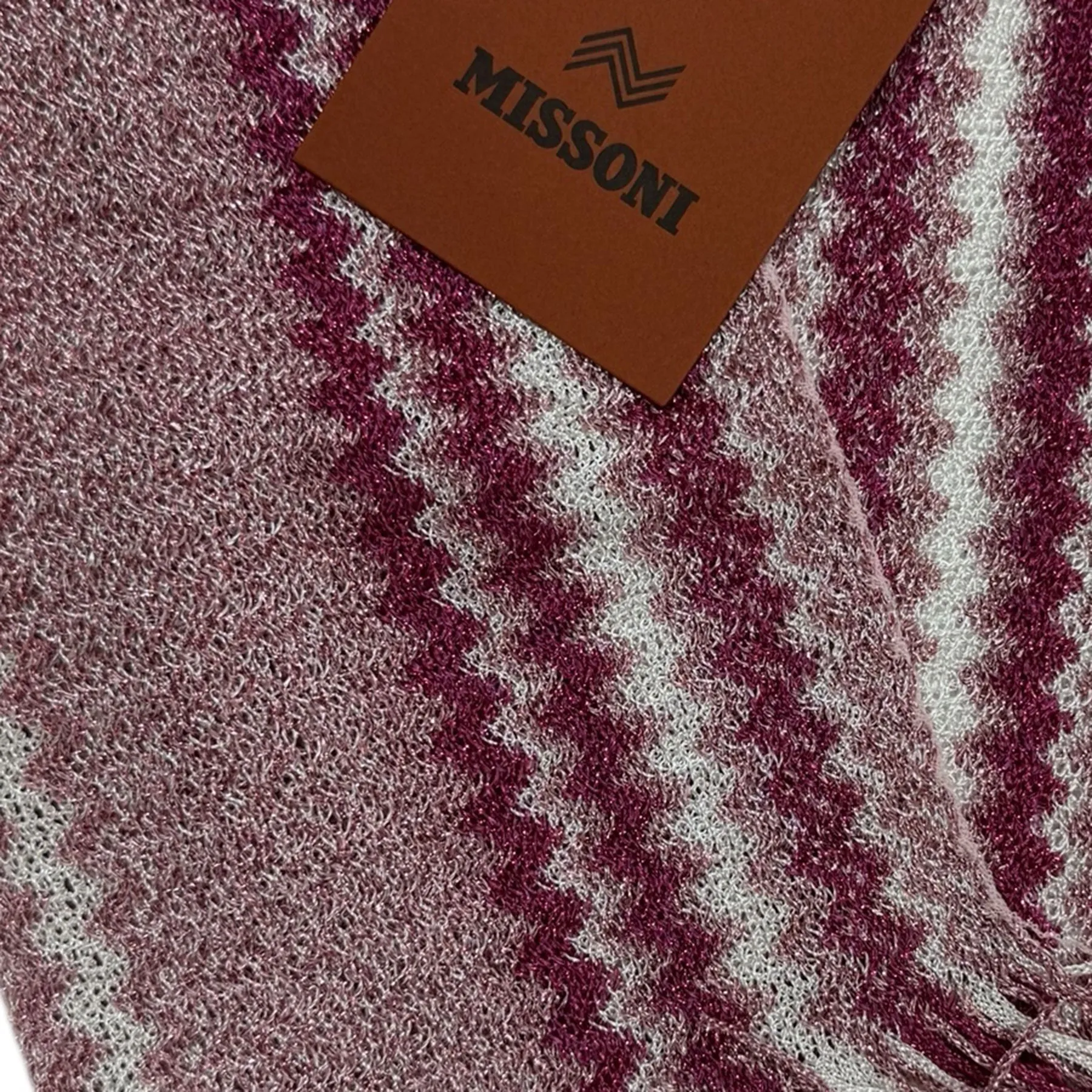 Missoni Scarf Cranberry Pink Zig Zag Pattern - Women Designer Shawl