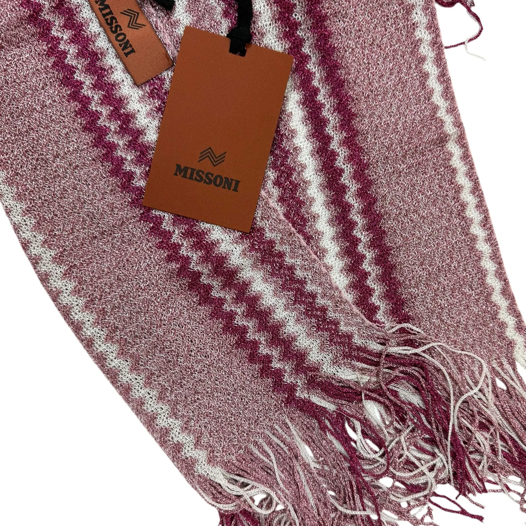 Missoni Scarf Cranberry Pink Zig Zag Pattern - Women Designer Shawl