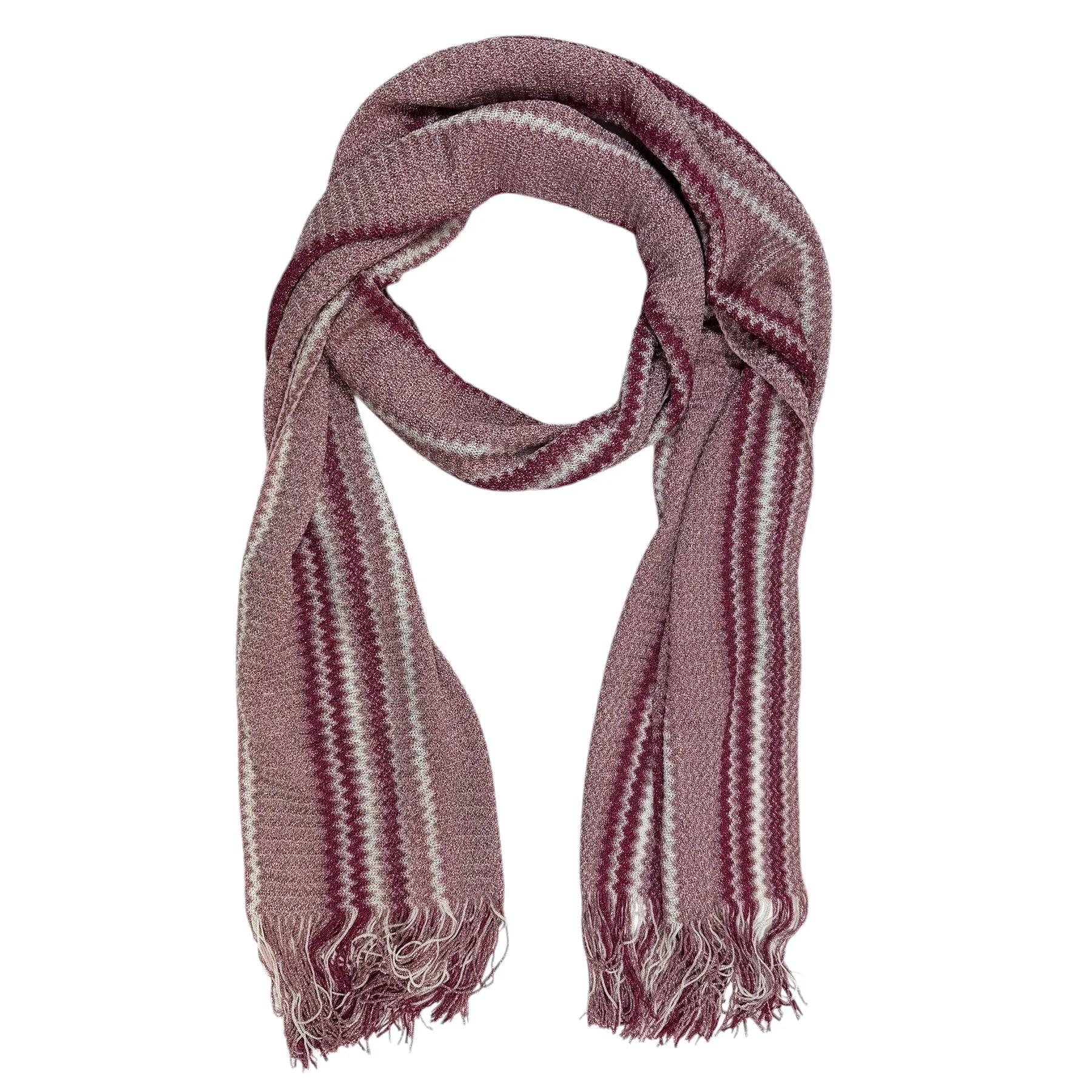 Missoni Scarf Cranberry Pink Zig Zag Pattern - Women Designer Shawl