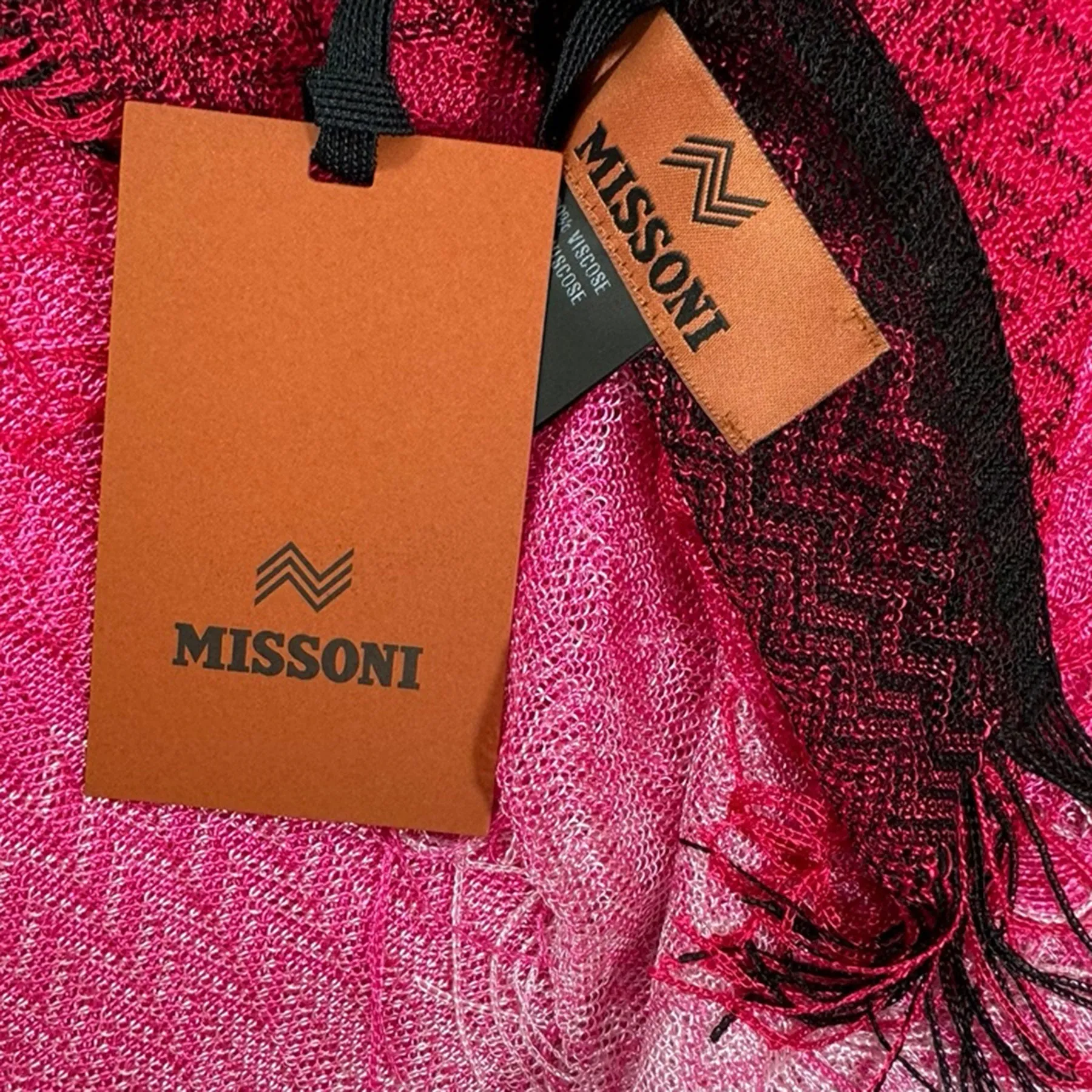 Missoni Scarf Pink Magenta Chevron Design - Women Designer Shawl