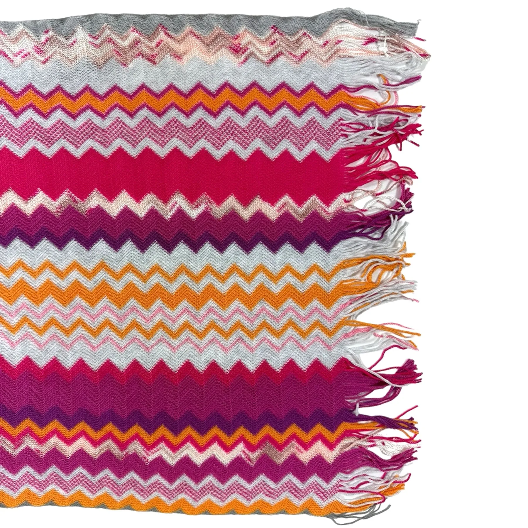 Missoni Scarf Purple Pink Orange Chevron Design - Long Designer Shawl FINAL SALE