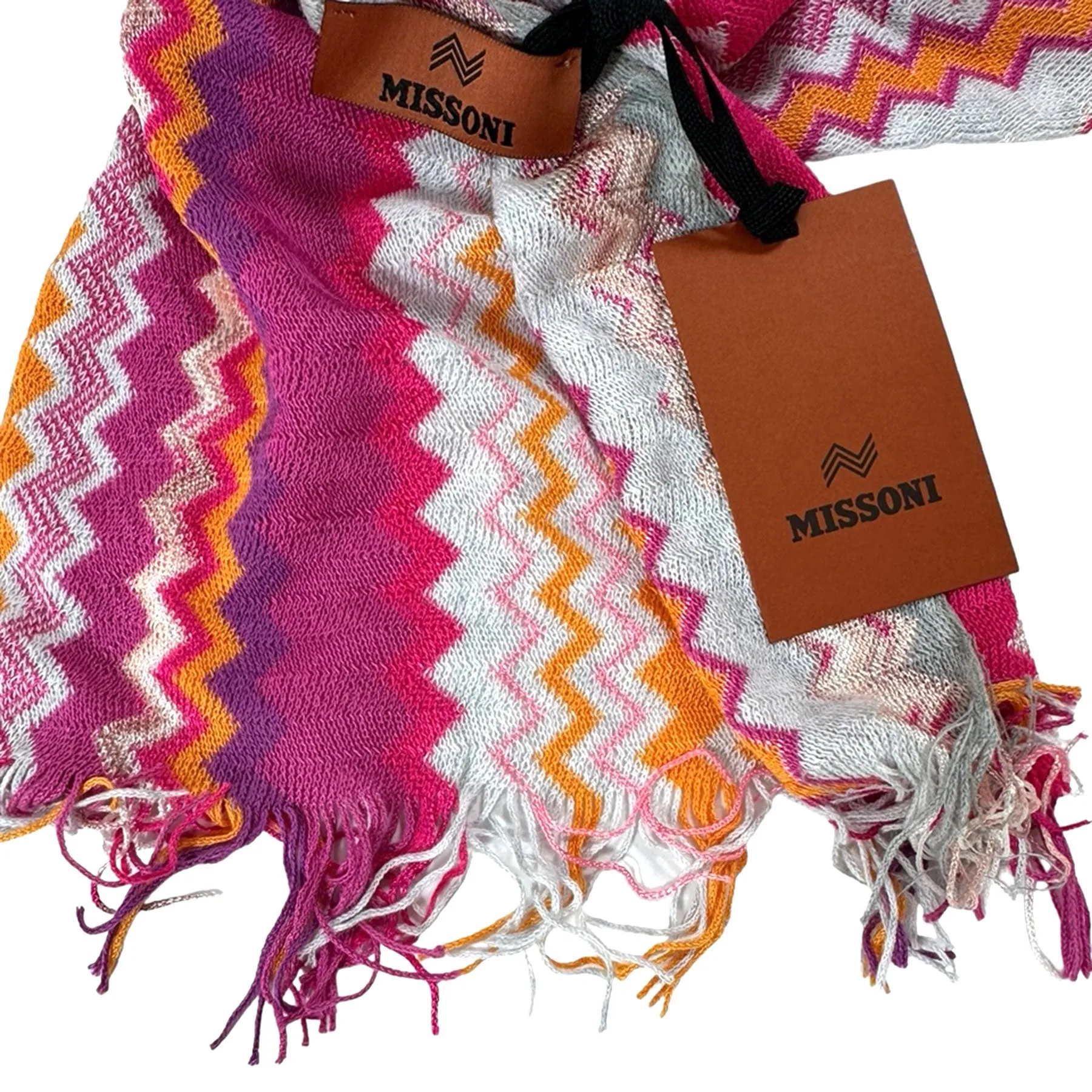 Missoni Scarf Purple Pink Orange Chevron Design - Long Designer Shawl FINAL SALE