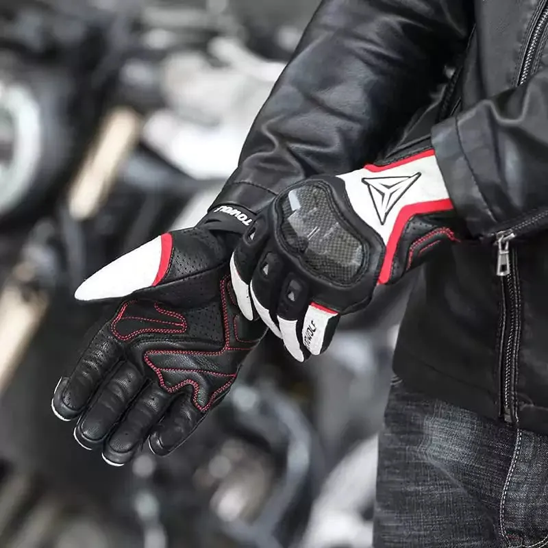 MOTOWOLF Carbon Fiber Motorcycle Gloves Men's Leather MDL0305