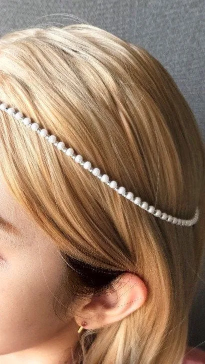 multi style thin meatal headband flexible pearl rhinestone hair jewelry