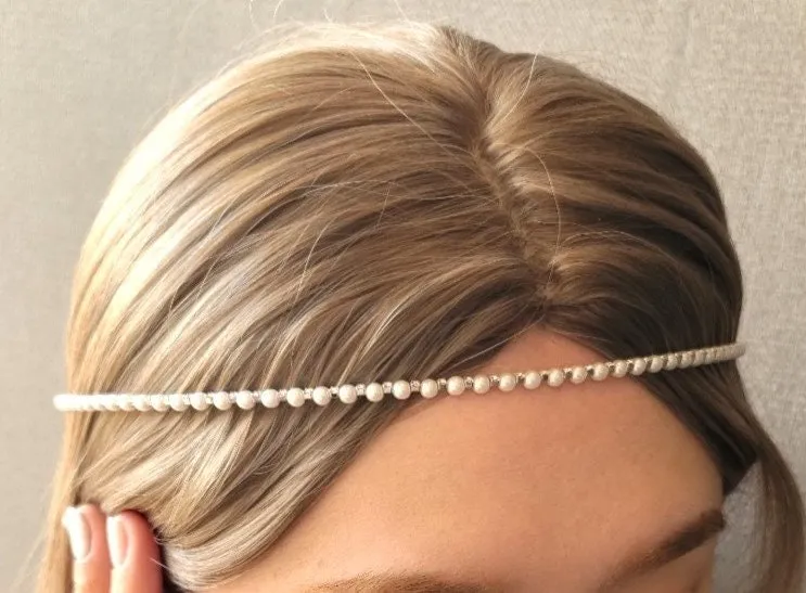 multi style thin meatal headband flexible pearl rhinestone hair jewelry